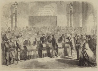 Het stemmen voor annexatie in de Kerk van St. Franciscus, Napels